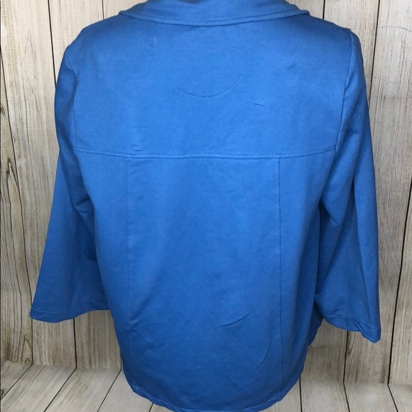 Neon Buddha Blue Two Button Cotton Cape Jacket - Picture 3 of 7